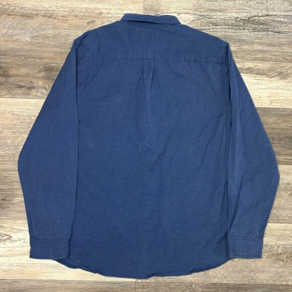 Carbon2Cobalt Blue White Micro Dot Mens L Preppy Long Sleeve Button Down Shirt - Picture 3 of 9